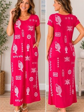 Exist Sports Line Tropical Fish Print Maxi Dress – Women’s Small